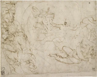 Recto: Entwurf für den unteren Teil einer Komposition der Auferstehung, WA1846.199